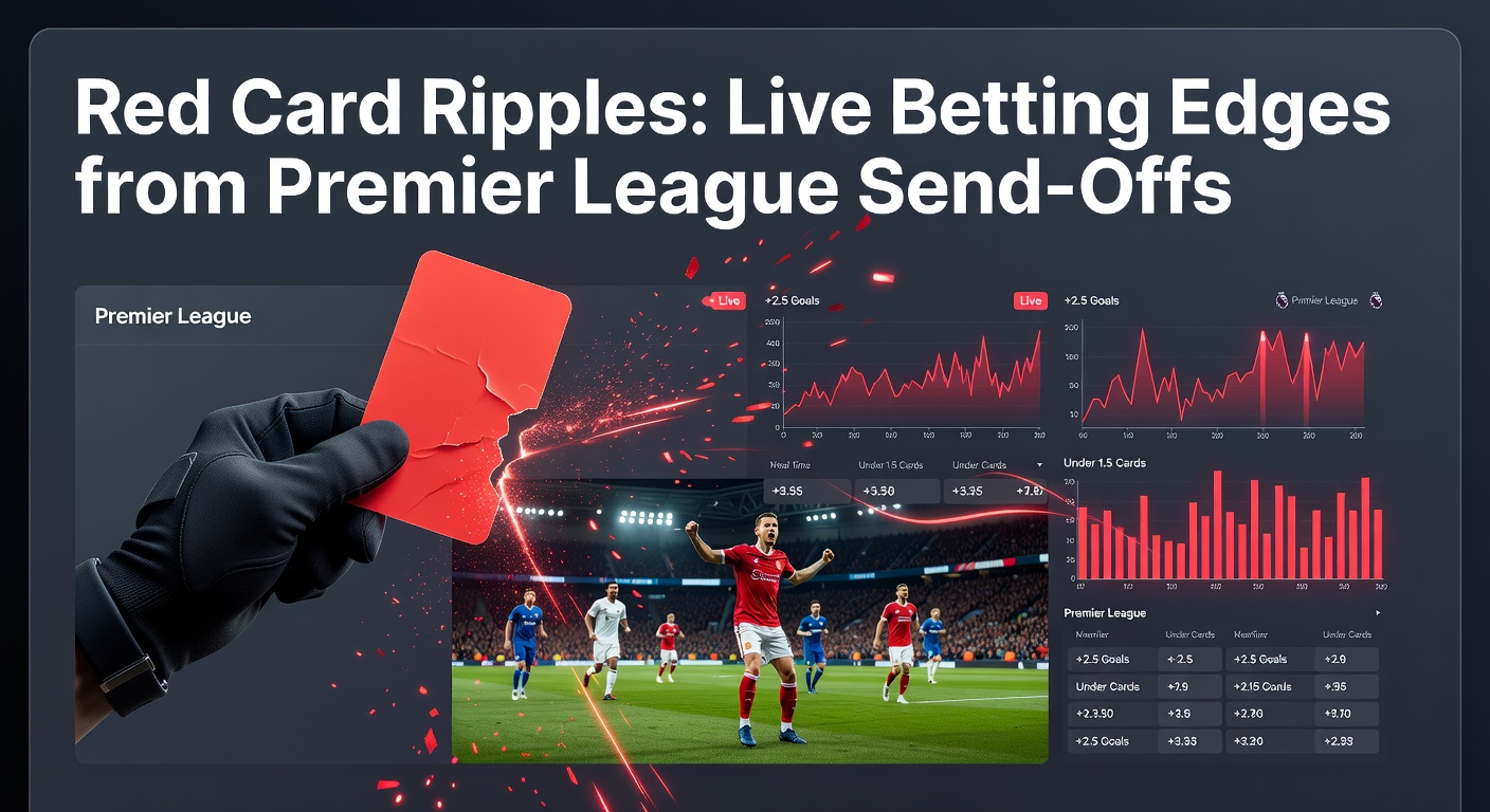 A tense Premier League moment where a player receives a straight red card from the referee in the final minutes of a match, crowd reacting in shock