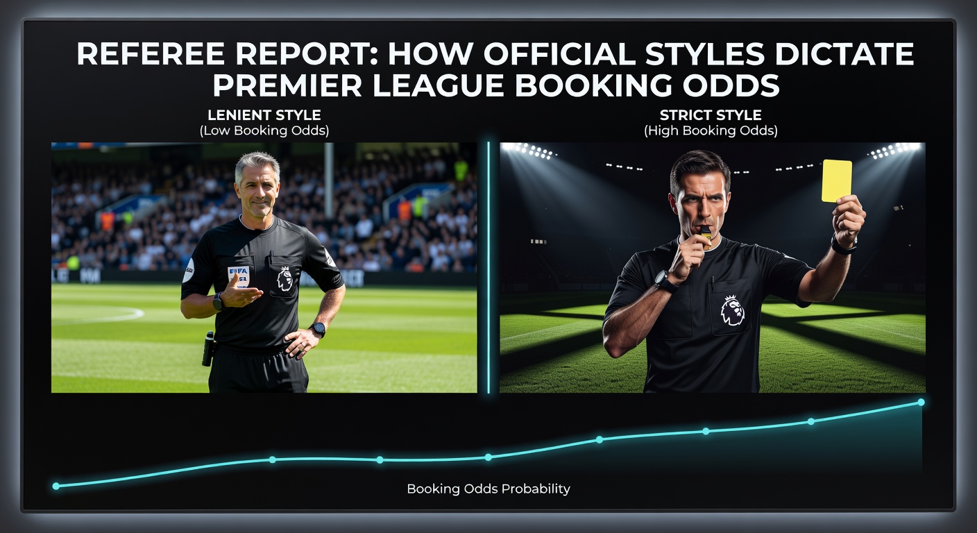 Referee brandishing a yellow card during a heated Premier League clash, players surrounding him in protest