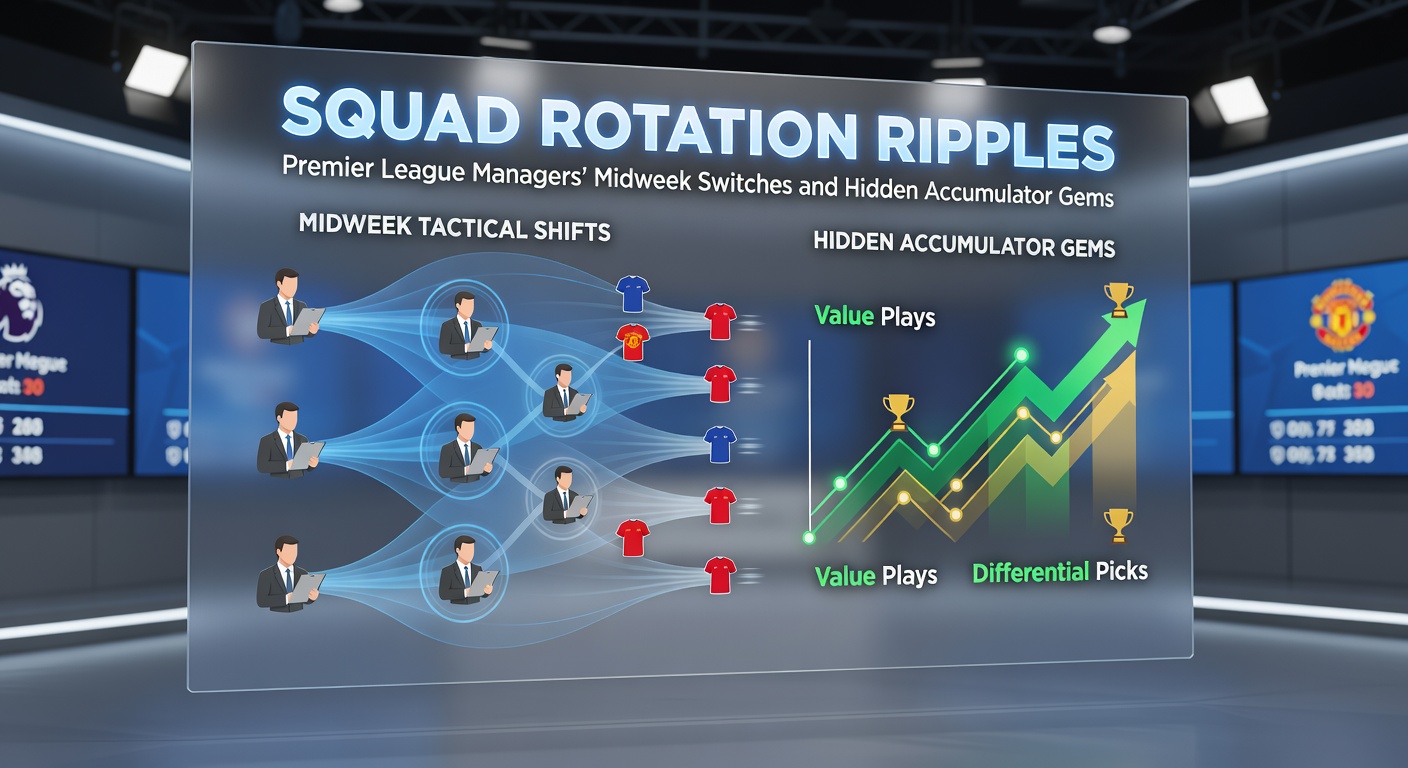Graph showing squad rotation percentages across Premier League teams in midweek fixtures, with bars for top clubs