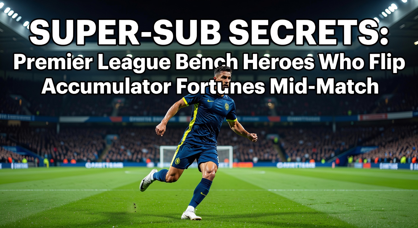 A Premier League substitute celebrating a late goal that shifts the match momentum, crowd roaring in the background