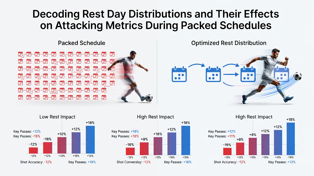 Infographic displaying rest day distributions across multiple football leagues during congested periods