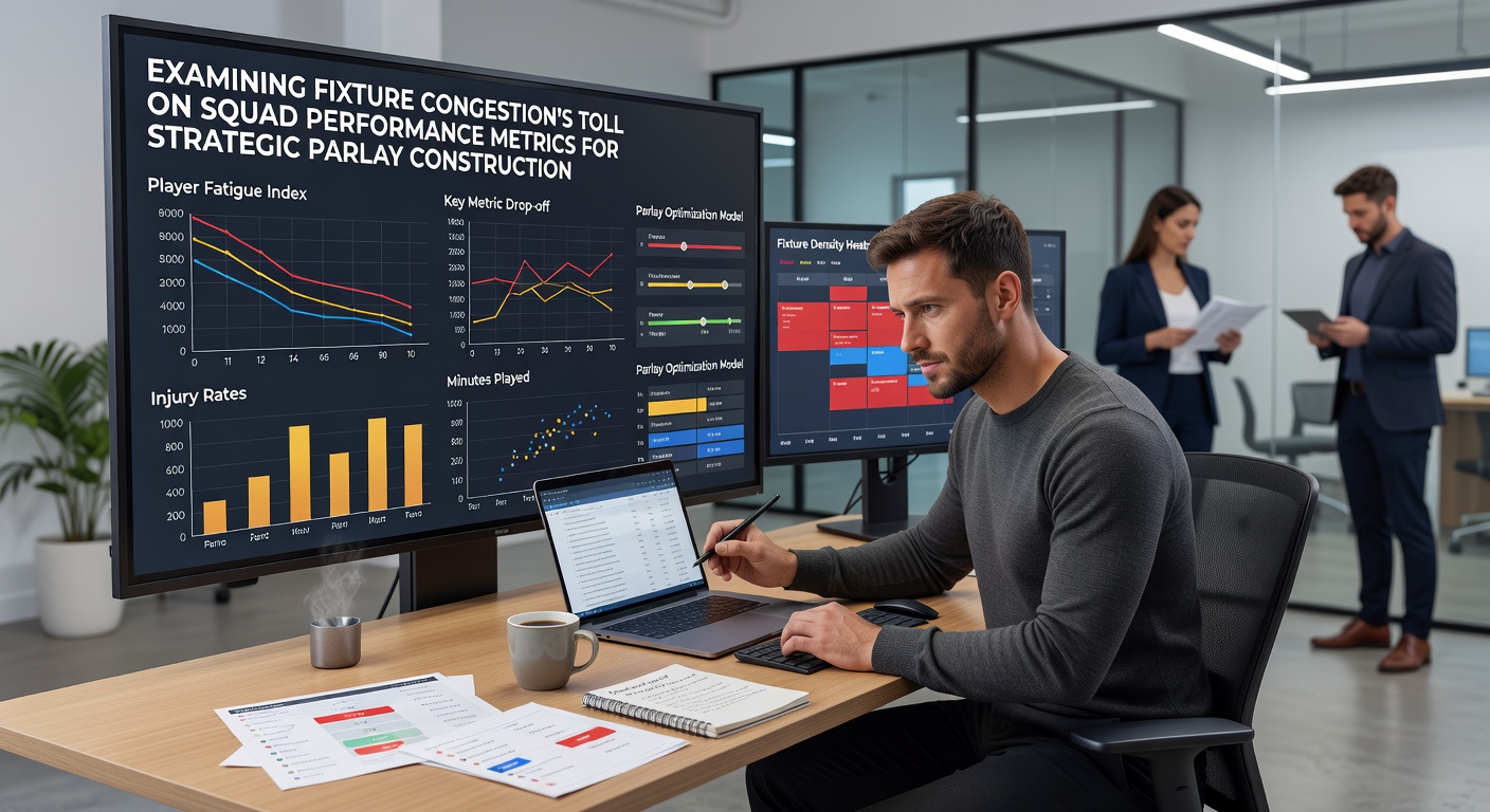Data dashboards displaying squad rotation patterns and performance dips during congested periods