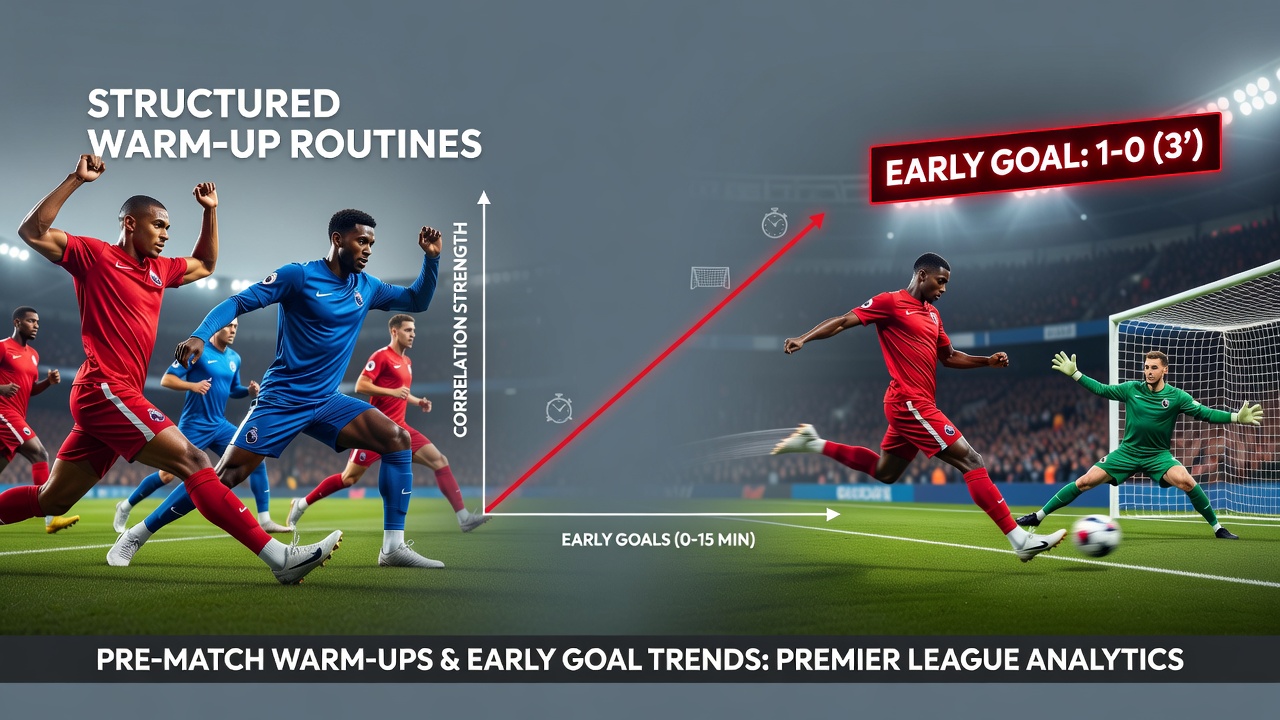 Premier League players performing structured pre-match warm-up drills on the pitch before kickoff