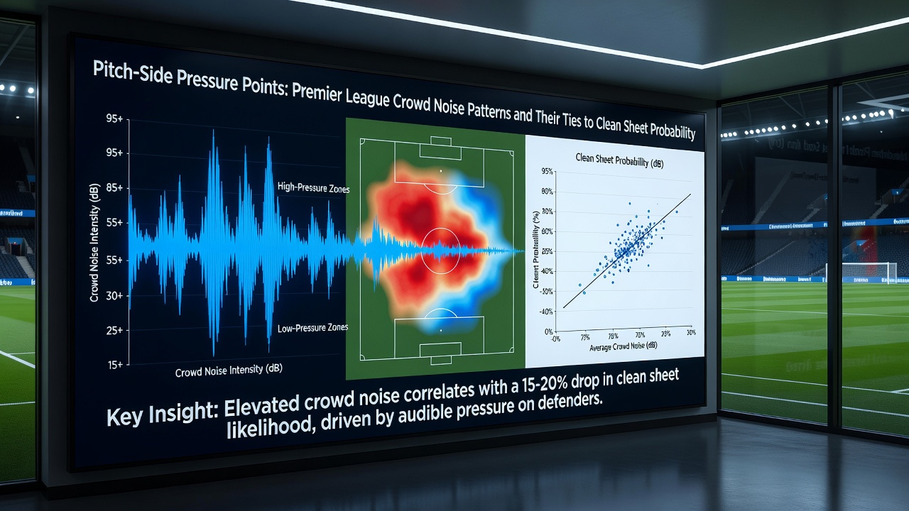 Data visualization showing crowd noise levels correlated with clean sheet statistics in Premier League matches