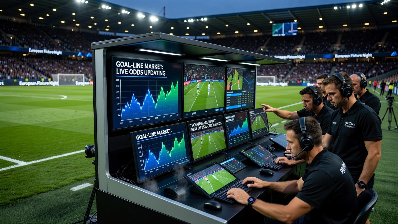 Live goal-line technology interface feeding data into betting systems