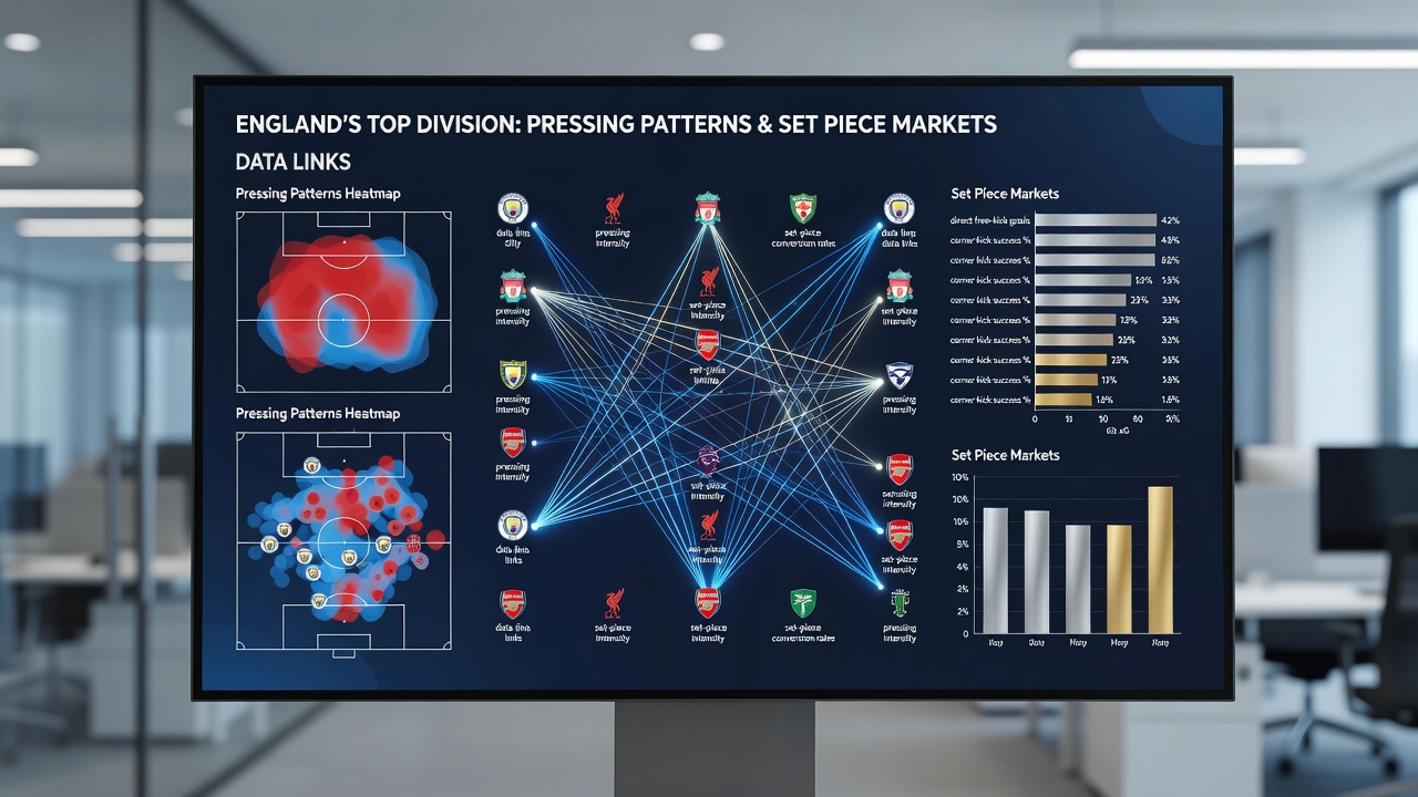 Data visualisation showing corner and free-kick correlations with pressing intensity across Premier League matches